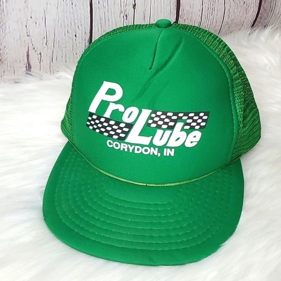 Vintage 90s Mechanic ProLube Indiana Green Mesh Snapback Trucker Hat Adjustable - Picture 2 of 12